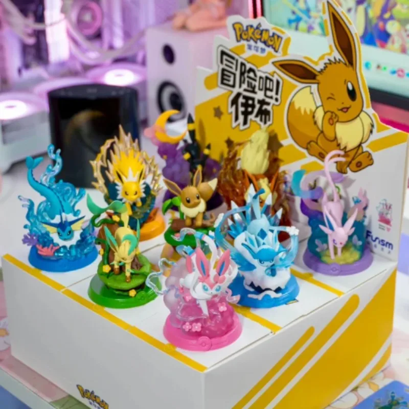 

BANDAI аниме Pokemon Funism Adventure Eevee семейный костюм BlindBox Flareon Espeon Sylveon ActionFigure Коллекция Модель игрушки в подарок