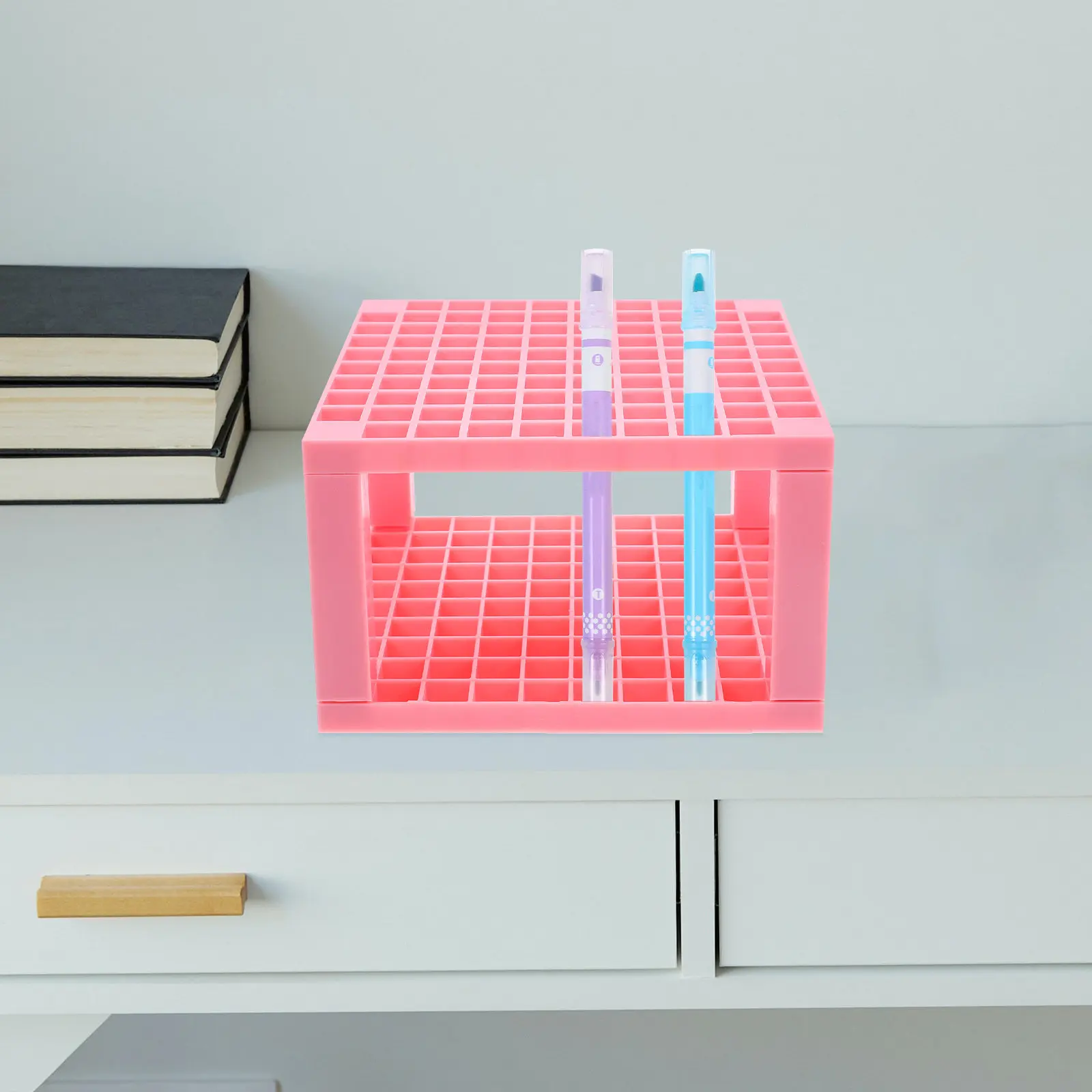 Plastic Paint Brush Holder Rack for Artists Students Teachers Multi-Hole Desk Organizer Pen Pencil Marker Storage Container PP