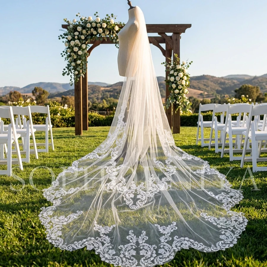 Customized White Ivory Cathedral Wedding veil Bride Wedding accessoires de mariage Boda Voile de mariée Bridal veils 2026