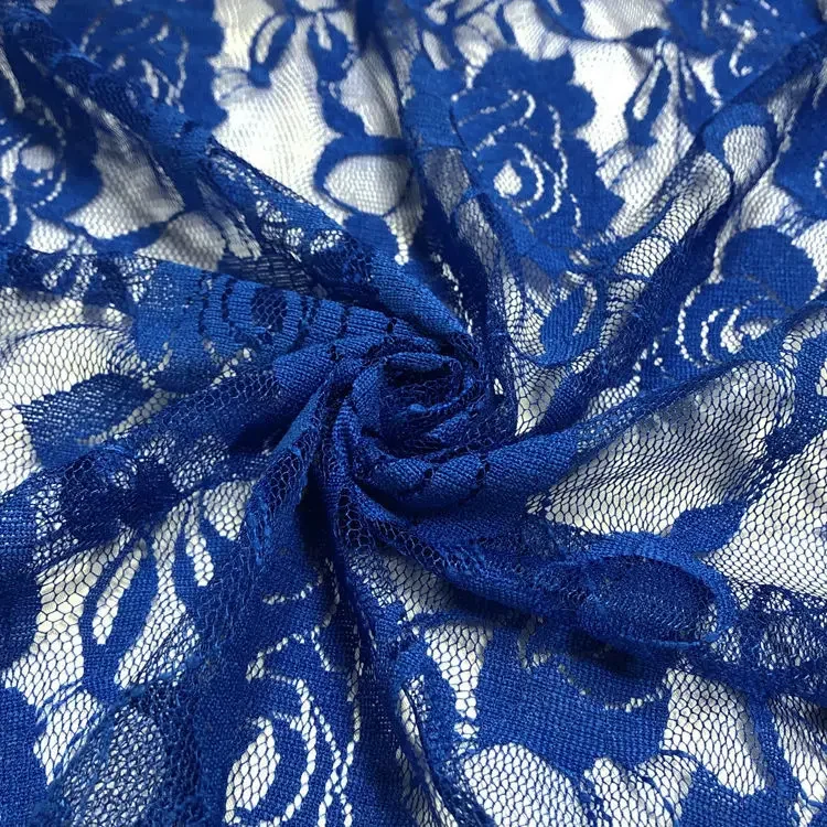 Koronkowa tkanina mikroelastyczna na metry do sukienek Cheongsam do szycia Hollow-out Diy Mesh Cloth Miękkie letnie cienkie kwiaty róży Różowy