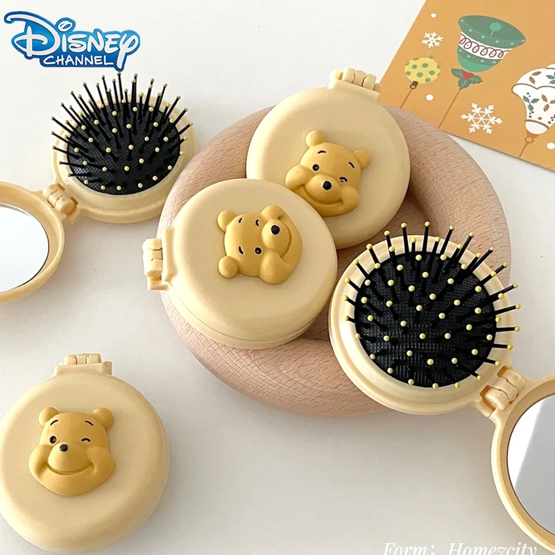 Disney 3D DIY Winnie The Pooh Comb Carry Portable Comb Mirror Round Cute Cartoon Comb The Party Gifts