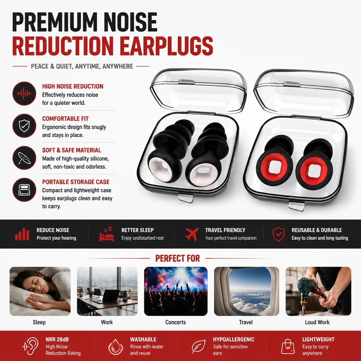 Sleep Soundproof Earplugs Motorcycle Noise Reduction Earplugs Silicone Soundproof Earplug Anti Noise Protection Sleeping Earplug