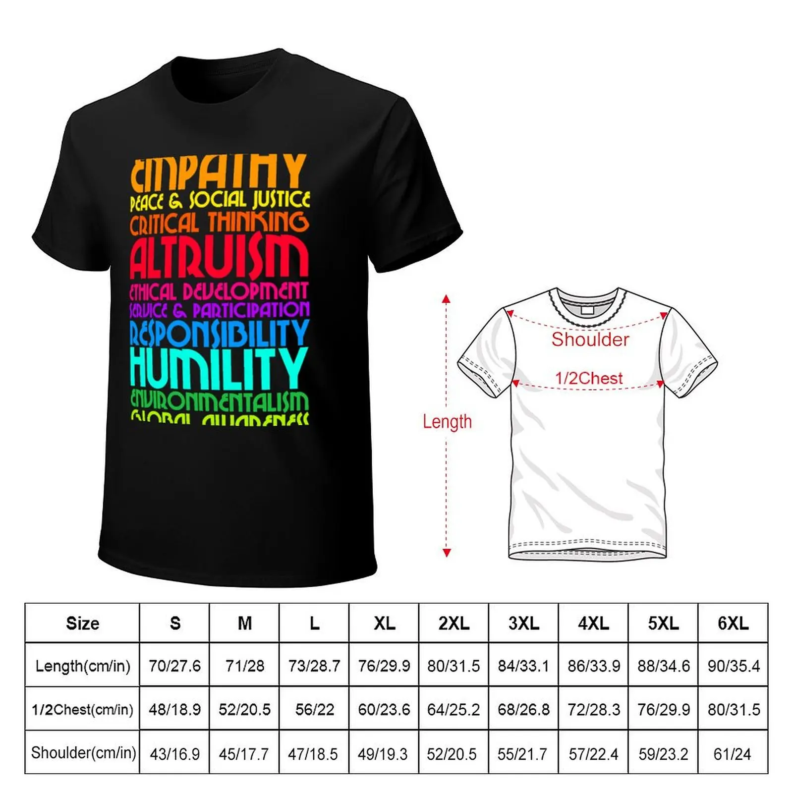The Ten Commitments // Humanist Values Design T-Shirt Large Size Basic Casual T-Shirt