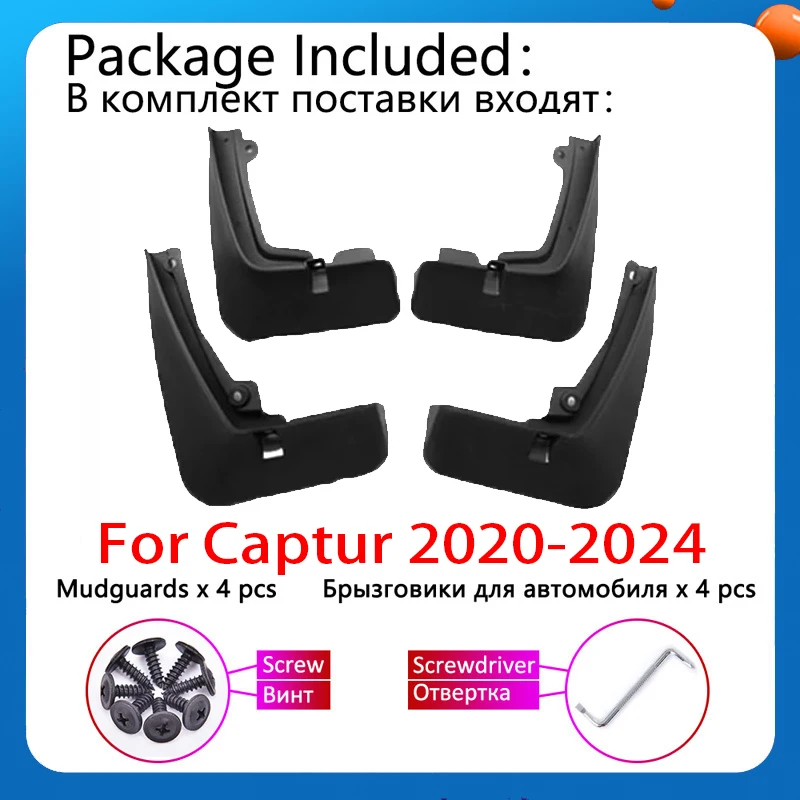 Car Front Mudflaps for Renault Captur 2020~2024 Anti-fouling Fender Mud Guard Flap Splash Protection Wheel Mudguards Accessories