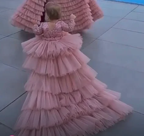 Flower Girl Dress for Weddings Floor Length Pageant Tulle Gown Kids Formal Wear Party Prom First Birthday Dress