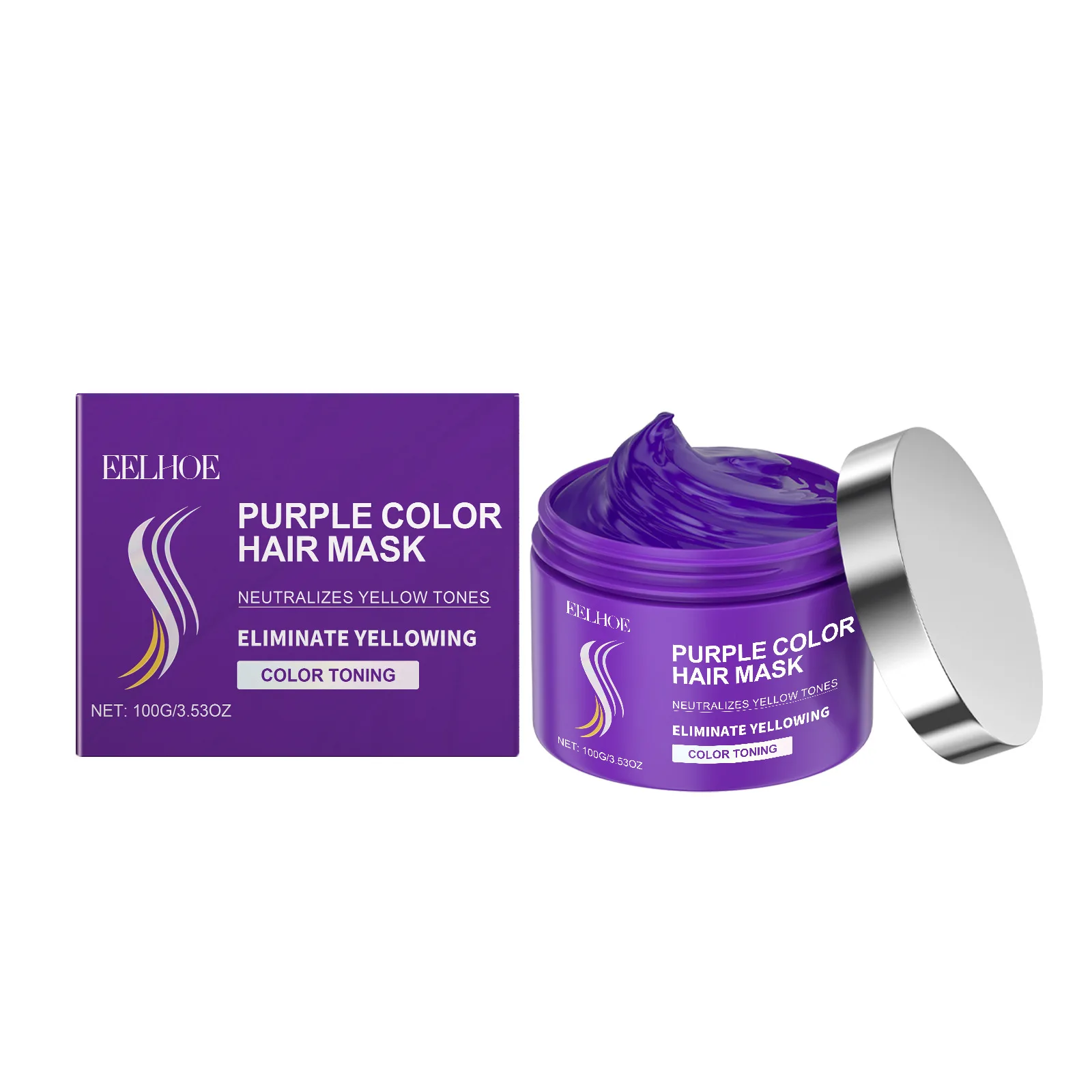 Purple Hair Mask for Blonde Hair Yellowing Removal Soft Shiny Smooth Repairing Damaged Hair Treatment Magical Keratin Hair Mask