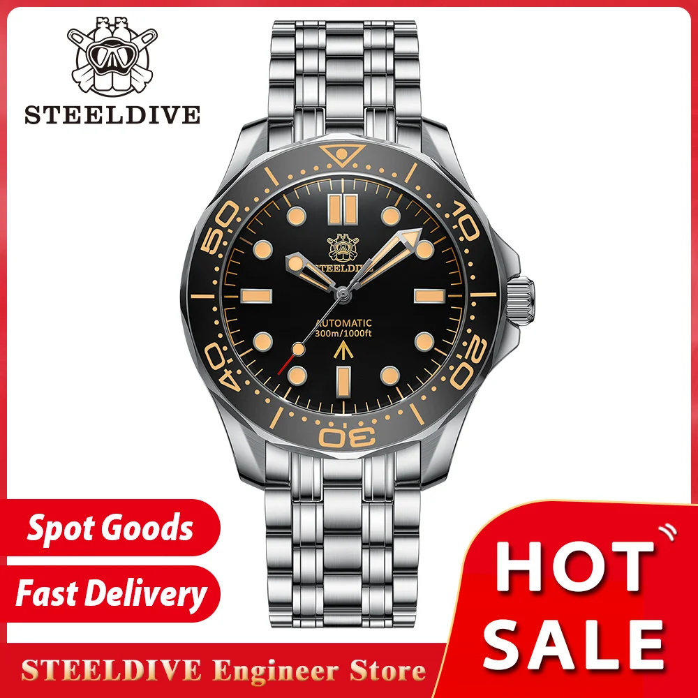 

Механические часы для дайвинга STEELDIVE sd195, швейцарский ремешок, часы NH35, часы 30 бар, водонепроницаемые Роскошные мужские наручные часы в стиле ретро