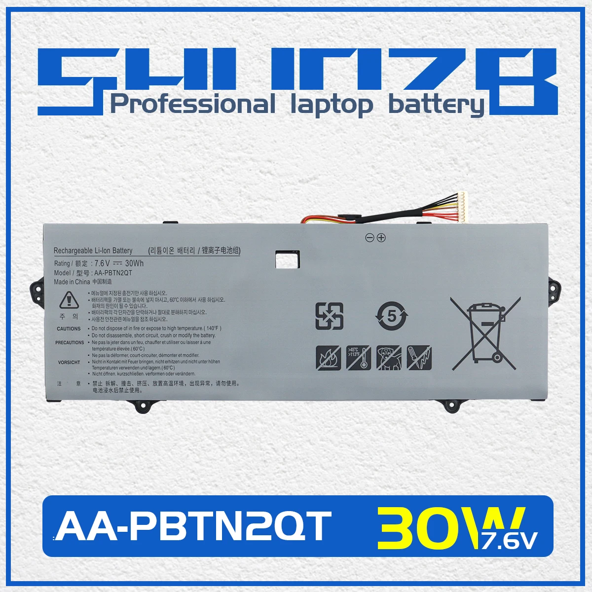 

SHUOZB AA-PBTN2QT Laptop Battery For Samsung Notebook 9 13.3 NP900X3N K04US K02US K03US K01US NP900X3NI 7.6V 30WH 3947mAh