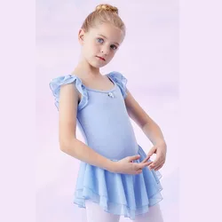 Blue Ballet Dress Girls Dance Leotards Ballet Bodysuit Kids Children Ballerina Tutu Gymnastics Leotard For Girl Chiffon Skirt