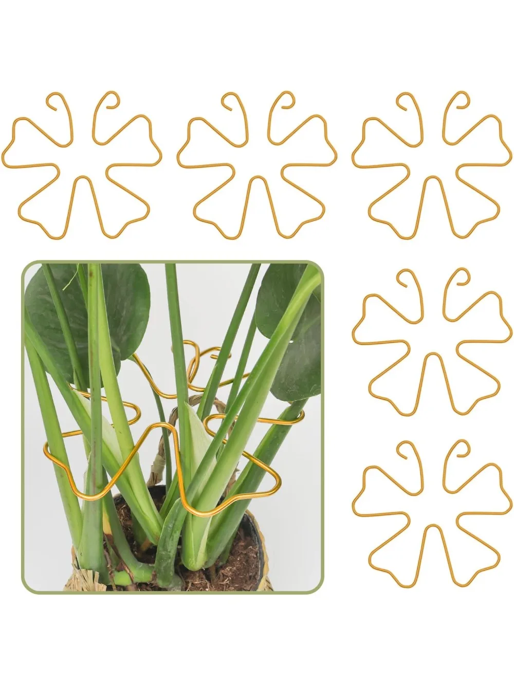 

5-Pack Iron Monstera Plant Support Stakes – Butterfly Design, Durable Leaf Holders for Indoor & Outdoor Plants