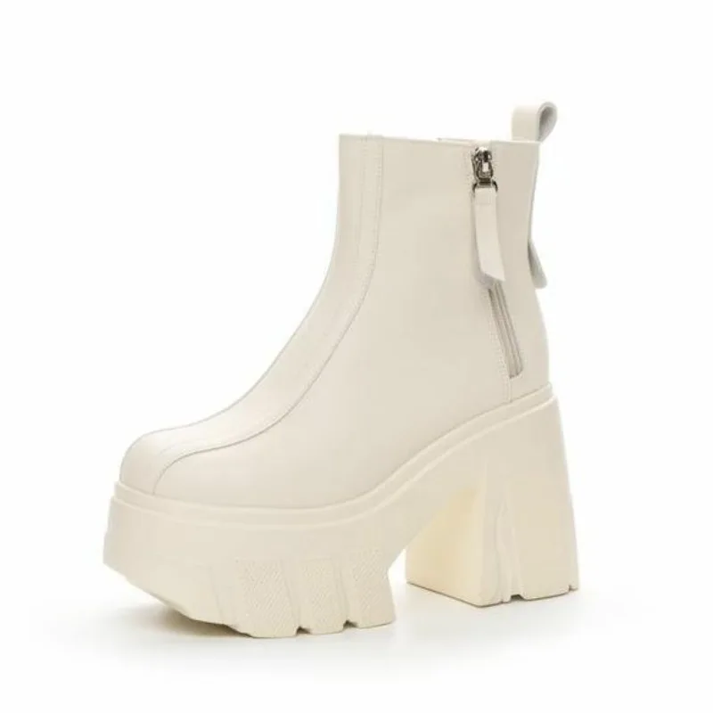 

Женские ботильоны на высоком каблуке и платформе, осень 2021, обувь на танкетке, готическая обувь, модные женские кожаные туфли-лодочки на молнии в стиле панк, Botas Mujer