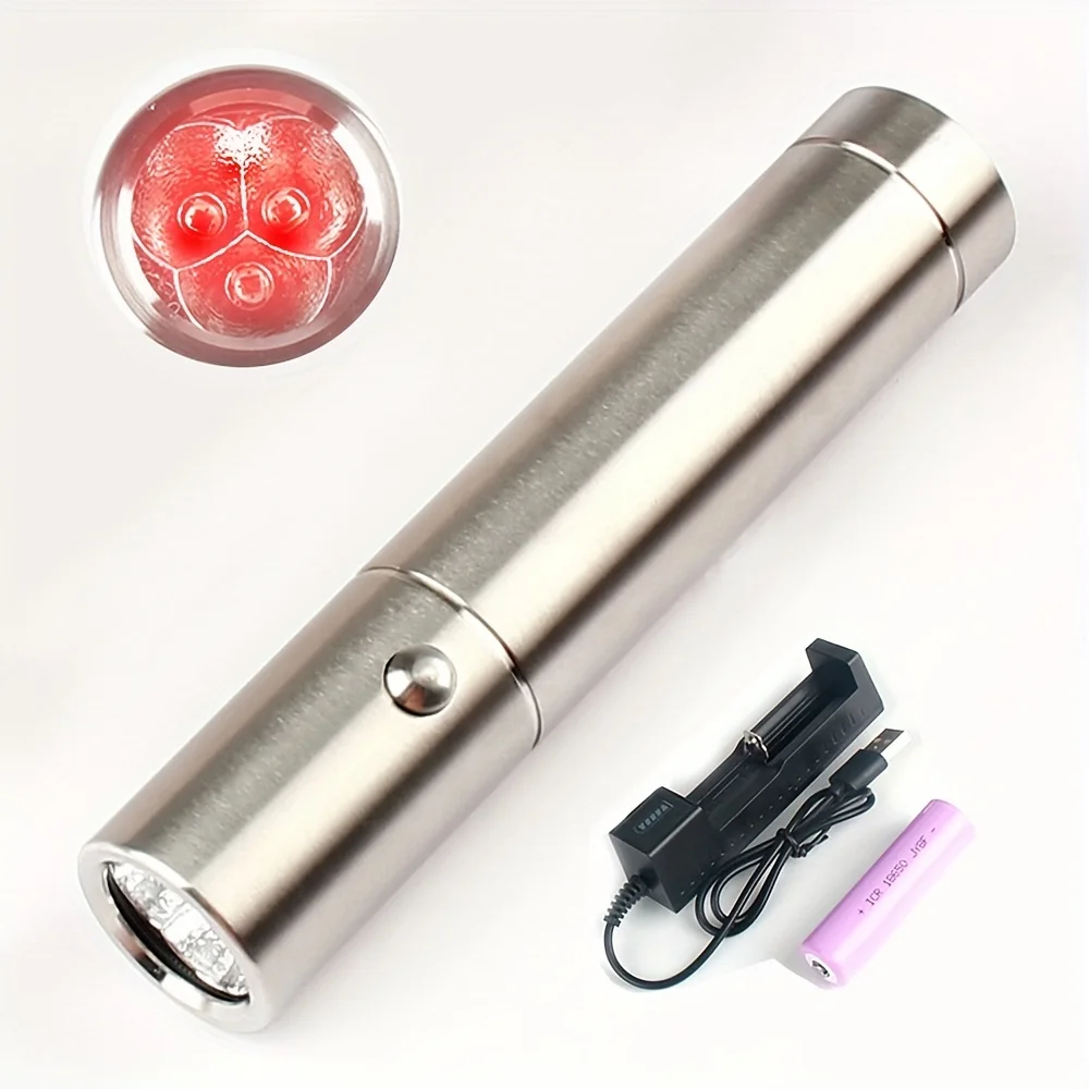 1pc Rechargeable Infrared LED Flashlight for Pain Relief, Scar and Wrinkle Removal, and Acne Treatment  Red Light Infrared Light