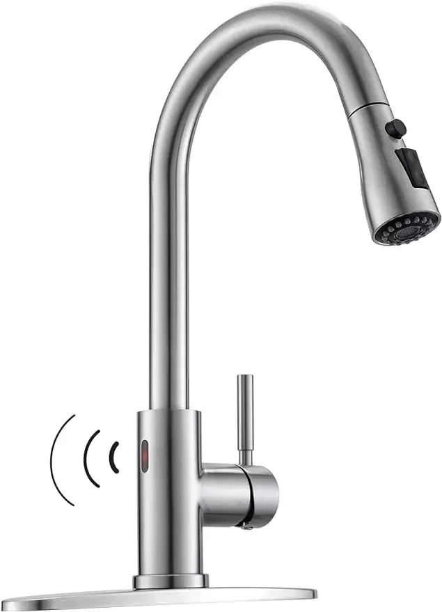 WEWE Touchless Kitchen Faucet with Pull Down Sprayer - Single Handle Kitchen Faucets Smart Motion Sensor