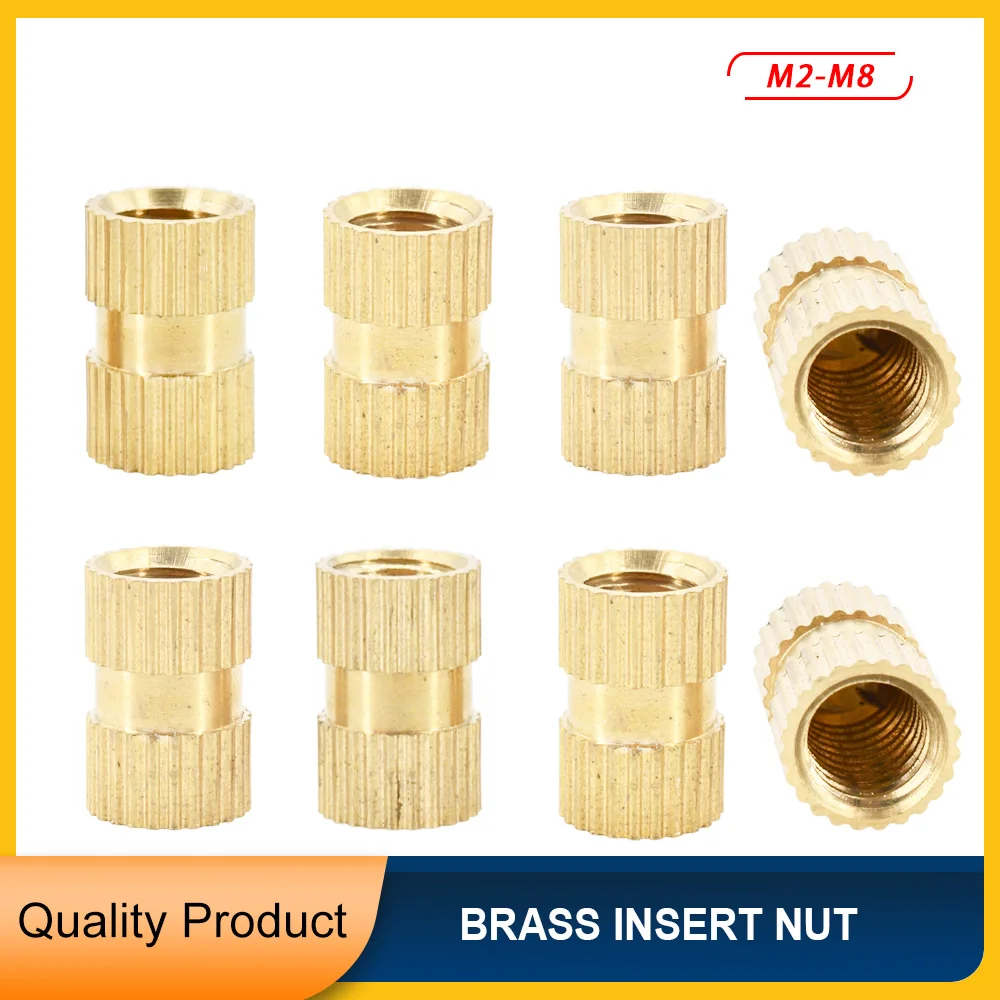 M2 M2.5 M3 M4 M5 M6 M8 Brass Insert Nut Heat Threaded Hot Melt Knurled Injection Embedment Nut Of Laptop Plastic 3D Pringting