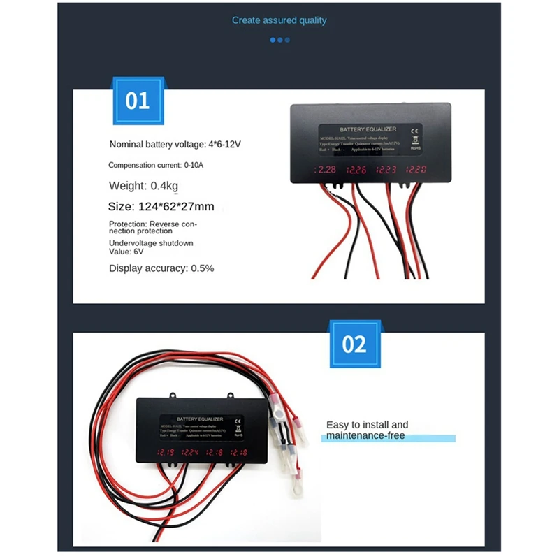 N75R-2X HA12L LED Display Batterij Balancer Voor 4X12V Batterij Balancer 4S Actieve Spanning Lood-zuur Li-lifepo4 Batterijen