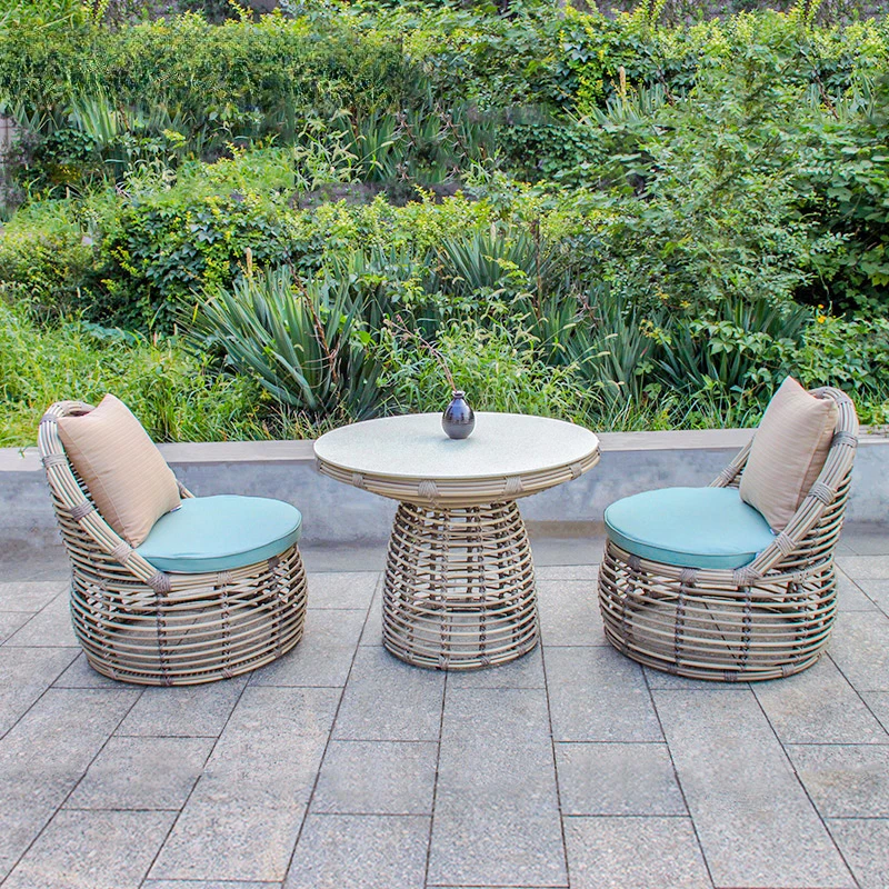 

Outdoor Desk-Chair Courtyard Outdoor Leisure Furniture Balcony Dining Table Rattan Table and Chair Combination