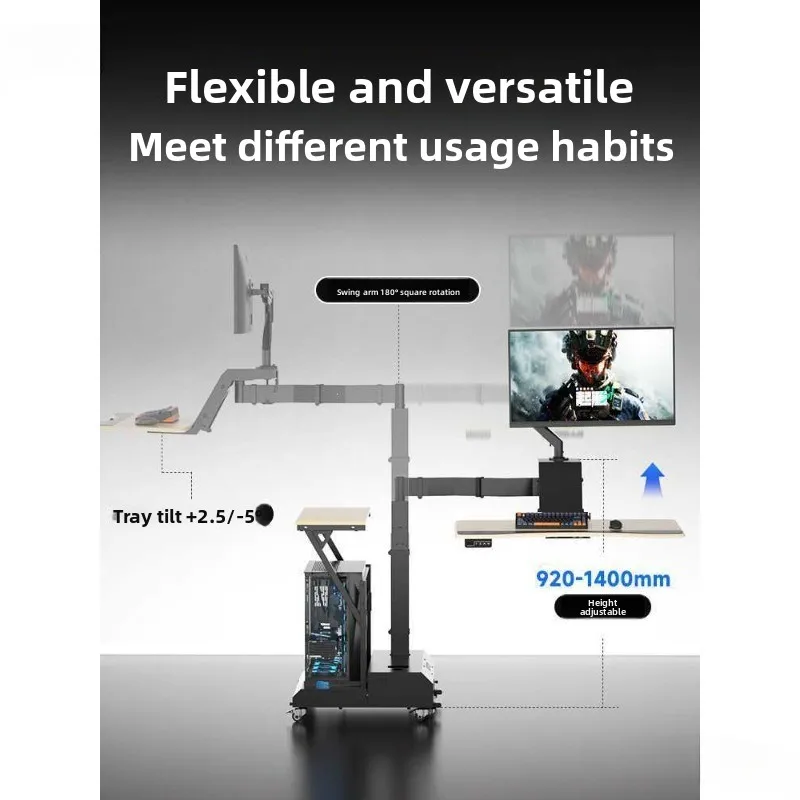 Multifunctional Electric Lifting Lazy Suspension Table Monitor Bracket Set Home E-sports Cockpit