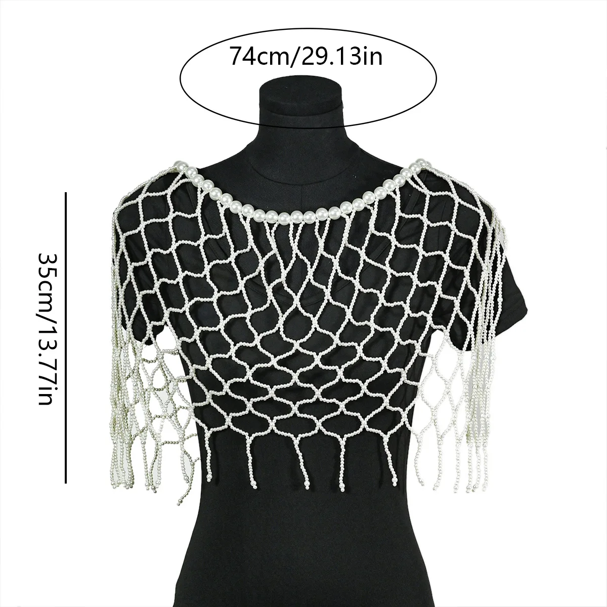 Sexy fishnet tassel shawl Pearl body waist chain hand woven everything ladies