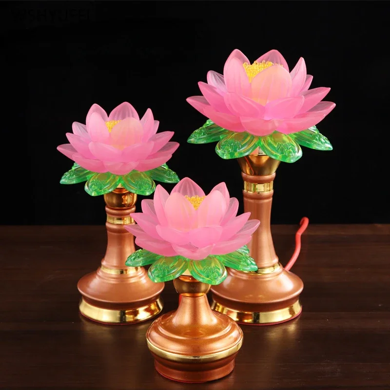 1Pc Colorful Simulated Candlestick Lantern Buddhist Hall Utensils Temple Sacrifice Pray for Auspiciousness Ensuring Safety