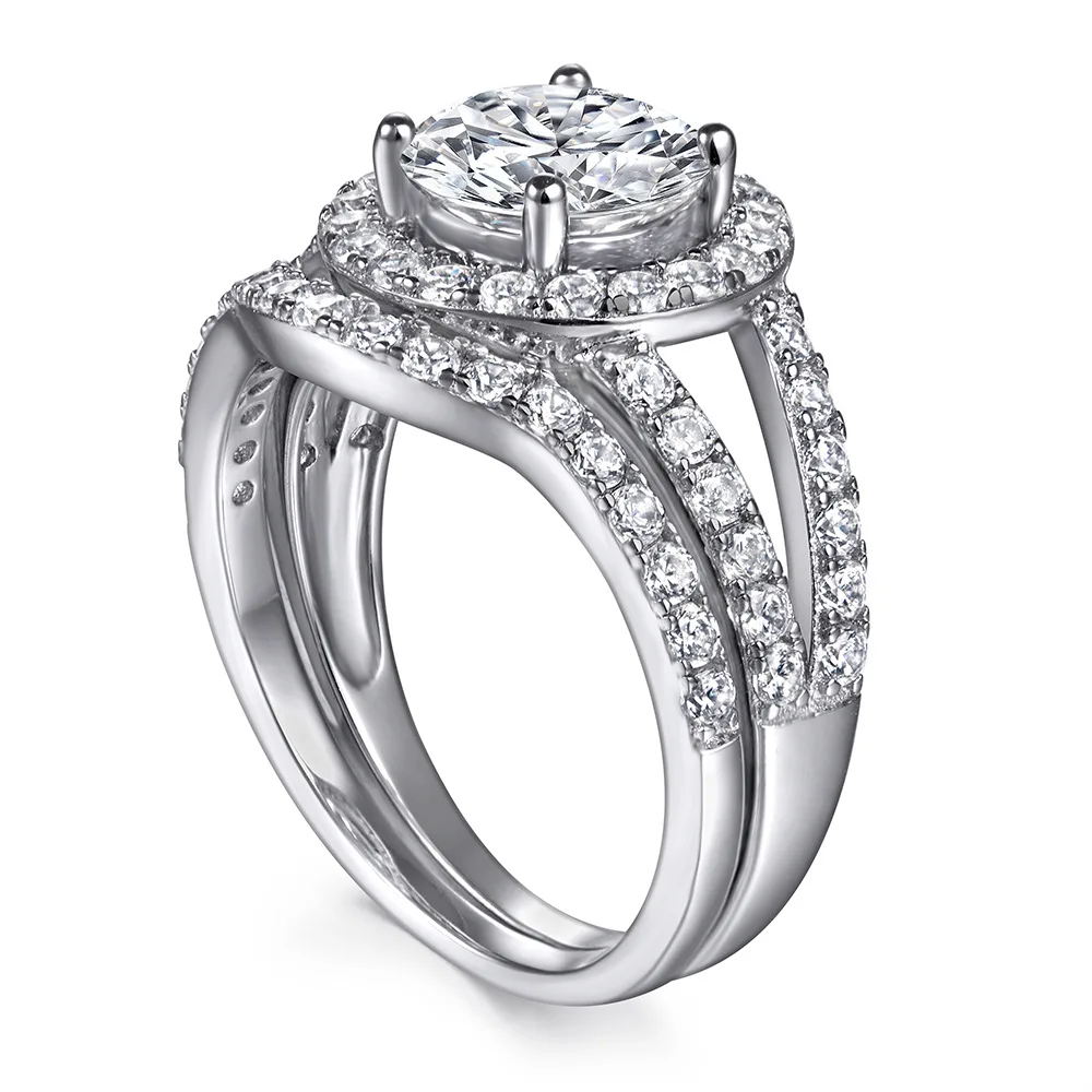 XUYUANFEN's New S925 Silver Inlaid Zircon Diamond Combination Set Ring Is A Hot Selling Personalized Ring for Women in Europe