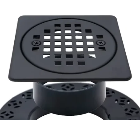 

4 Inch Matte Black Drain Grate Kit Compatible Schluter Kerdi-Drain Flange Square Shower Floor Drain SS304 Stainless Steel ABS