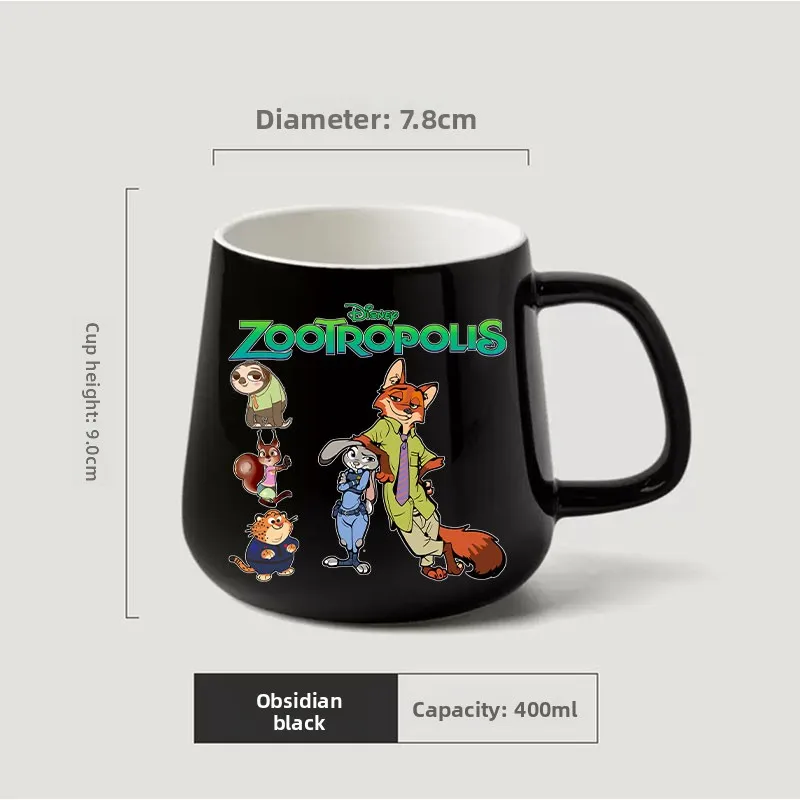 400 مللي ديزني Zootopia الإبداعية السيراميك فنجان شاي القهوة للزوجين أنيمي القدح المشروبات الحلوى الإفطار كوب حليب مقبض درينكوير
