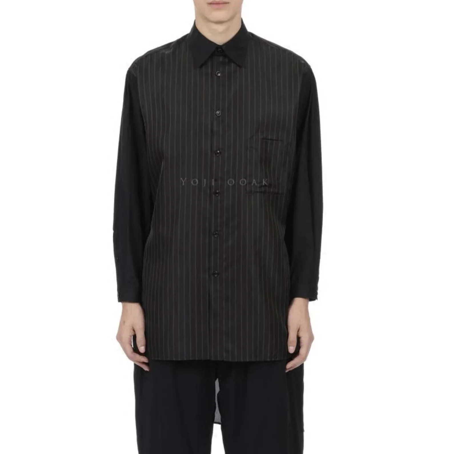 

YOJI OOAK CUPRO SHIRT CDG Вертикальная полоса Медная амиачная проволока Платье для сотрудников Рубашка с длинным силуэтом Париж