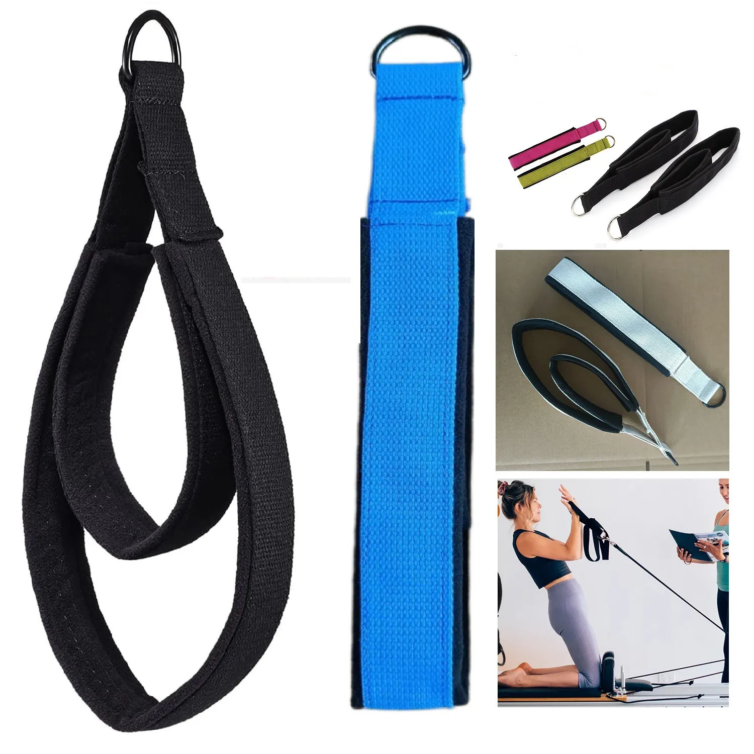 1Pcs Pilates Double Loop Straps for Reformer Feet Fitness D-Ring Straps Handle Yoga Exercise Accessories for Home Gym Workout