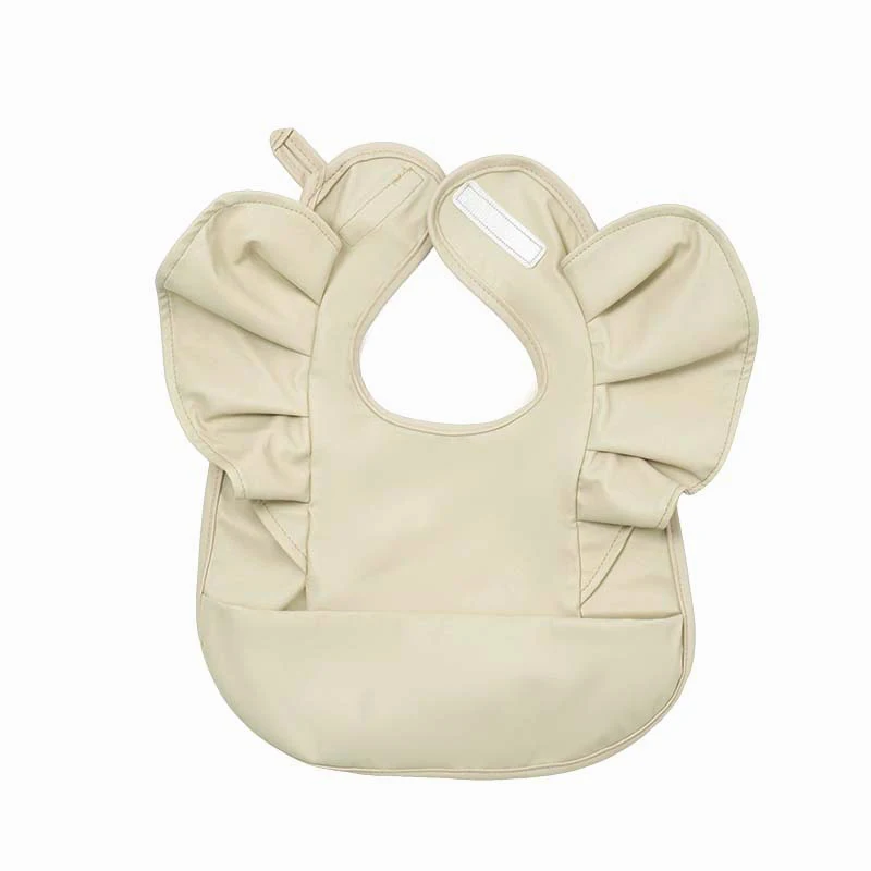 Baby PU Waterproof Bib Food Bag With Angel Wings Children Food Supplement Anti-dirty Saliva Pocket Baberos Bebé Solid Color Bibs