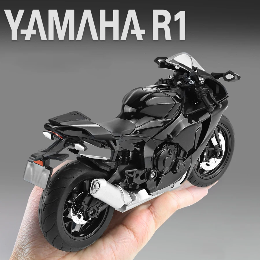 New 1:12 Yamaha YZF-R1 YZFR1 Alloy Die Cast Motorcycle Model Toy Vehicle Collection Sound and Light Off Road Autocycle Toys Car