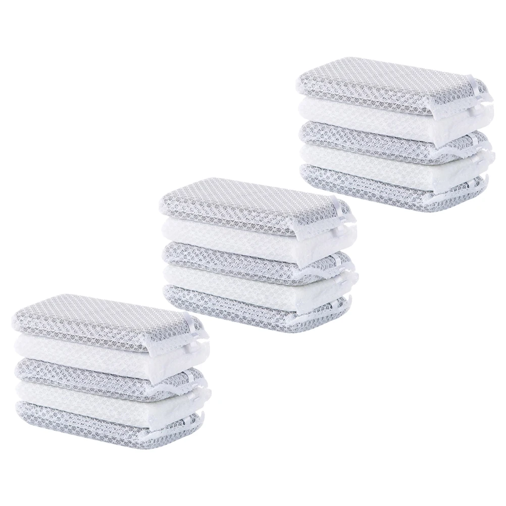 

15pcs Cleaning Sponge Kitchen Scrub Dish Cleaner Household Duster Grey White Comfortable Grip Squeezable Water Pots Bowls