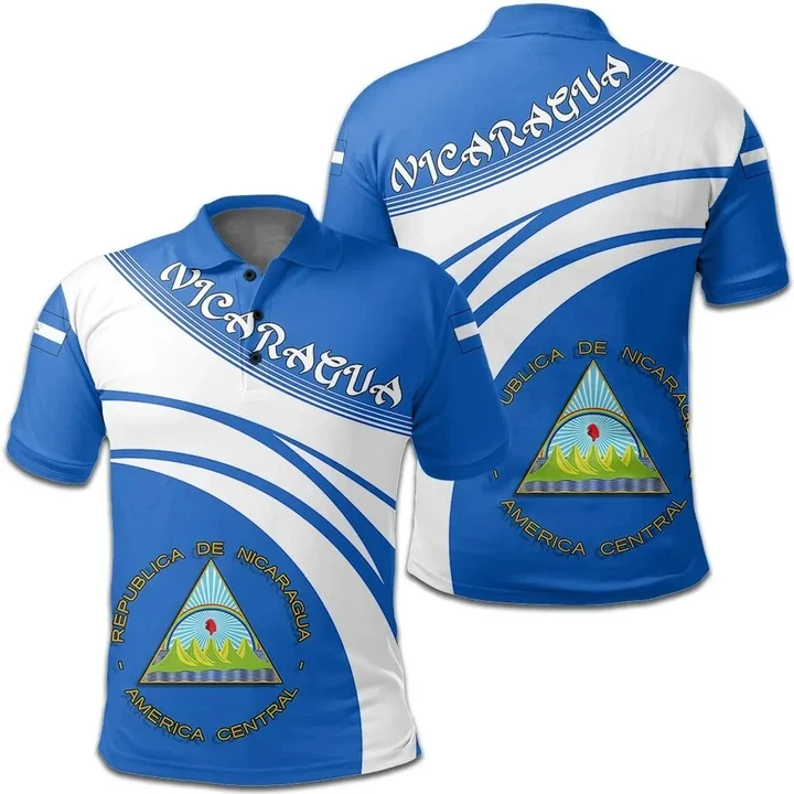 Nicaragua Flag Map 3D Print Polo Shirts For Men Clothes Fashion Country POLO Shirt National Emblem Male Short Sleeve Streetwear