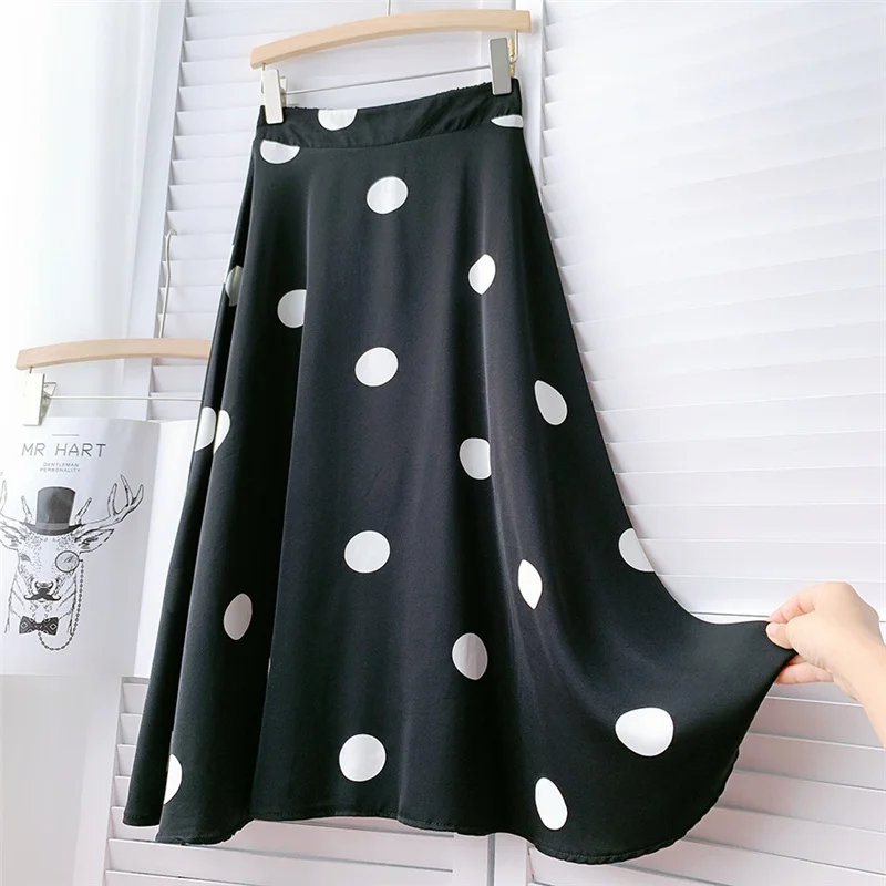 

Women Ladies Girl Skirts Clothes Clothings Casual Polka Dot Leisure Print White Black A-Link Skirts Tutu Sundress