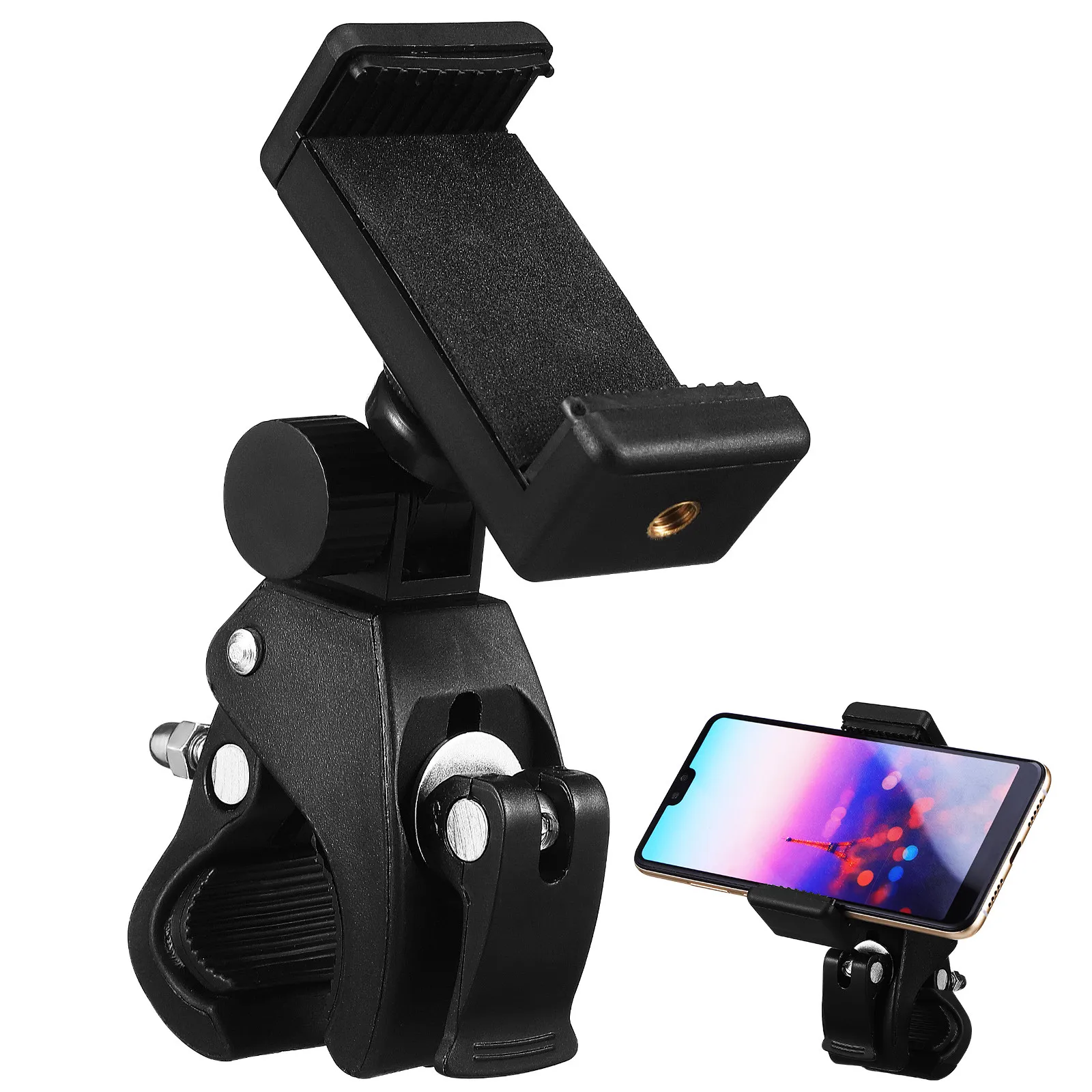 1Set Microphone Stand Rotating Phone Holder Clamp Adjustable Secure Clip for Recording and Bike Mount Mic Stand Phone Holder