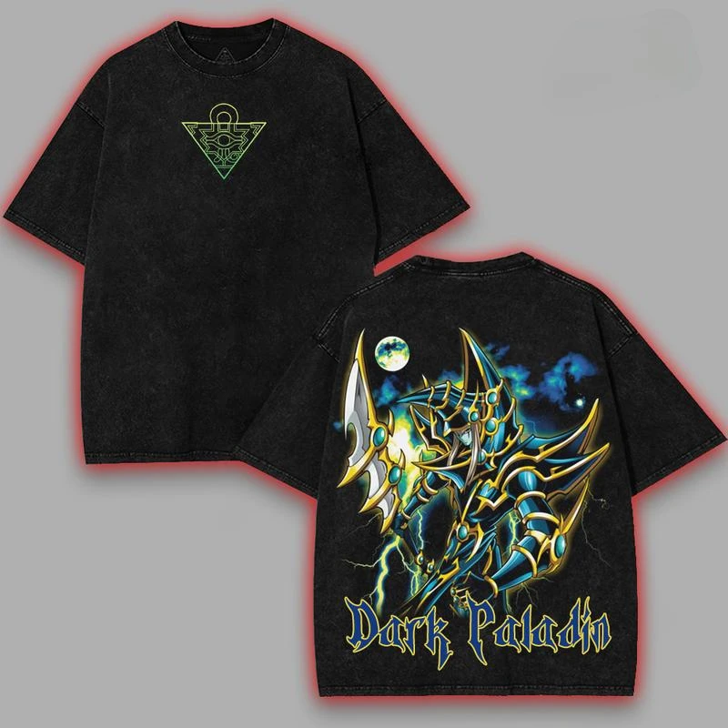 Men's Vintage Washed T-shirt Yugioh Dark Magician Girl Harajuku Streetwear Oversized Crew Neck Anime Casual Short Sleeve Tops view 5
