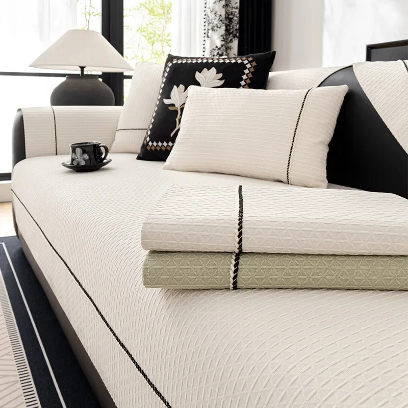 

Solid Color Waterproof Sofa Cushion Four Seasons Universal Chenille Living Room Fabric Non-Slip Leather Full-Cover Sofa Cover