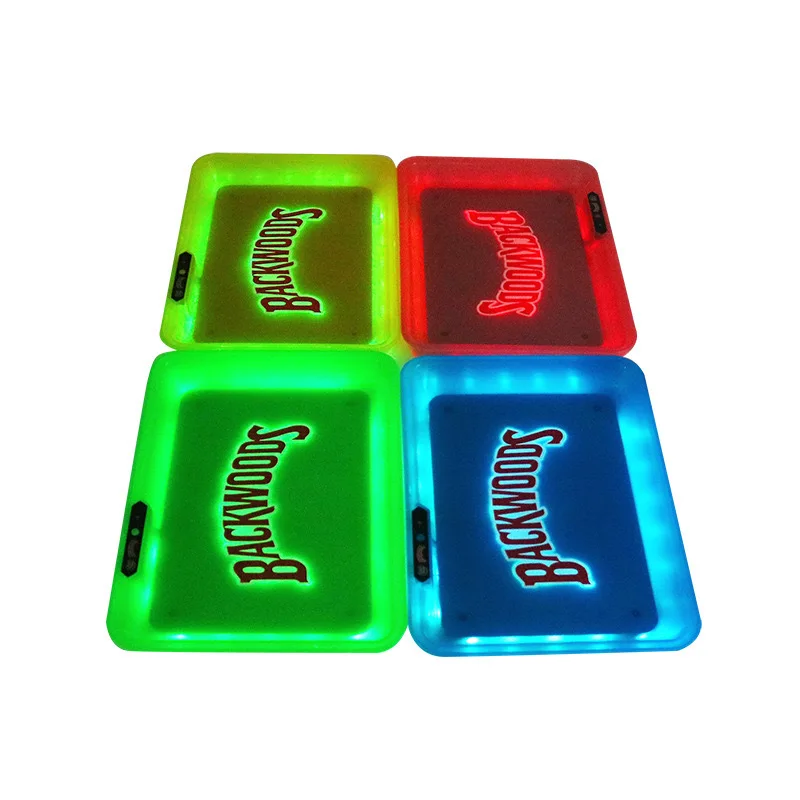 Manual Color Changing LED Tobacco Rolling Tray Glow Herb Tray Herb Grinder Plate Cigarette Glow Smoking Roll Weed Tray