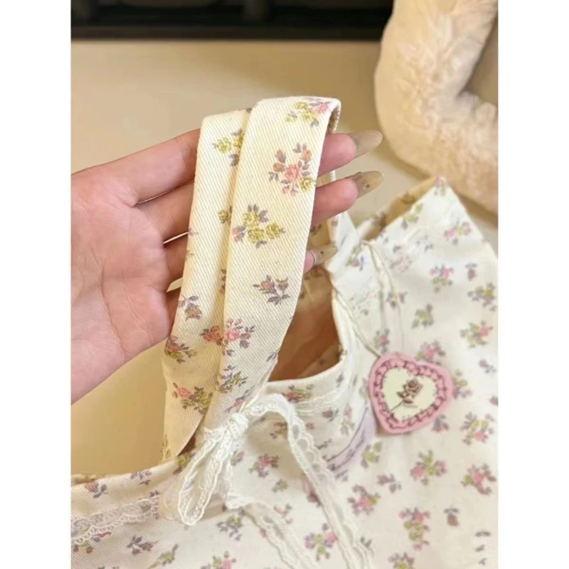 Summer floral small fresh shoulder bag trendy fashion large capacity handbag for girls artistic tote bag image 3