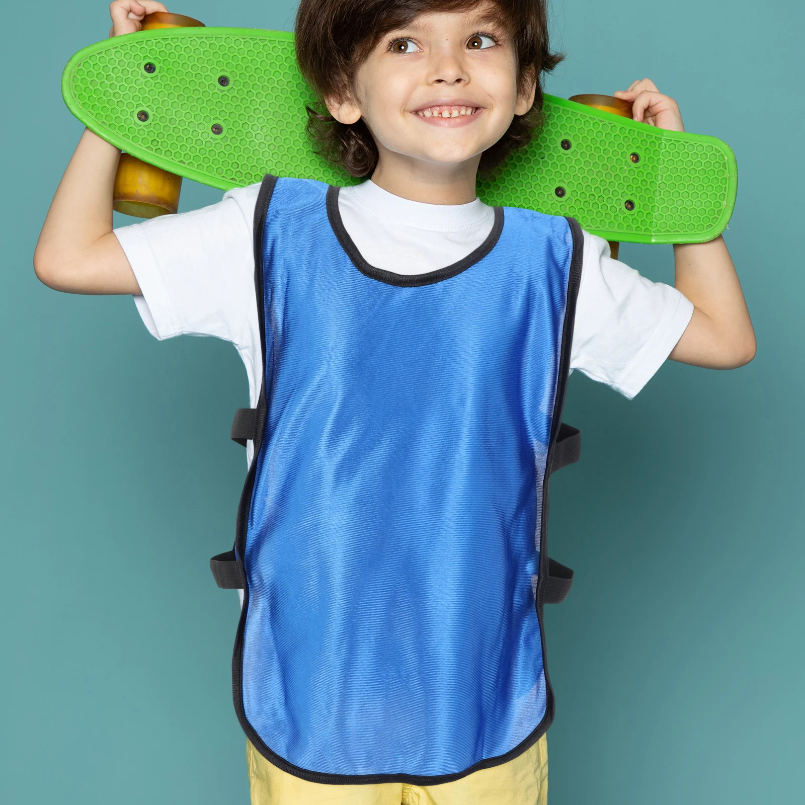 

6pcs Blue Football Vest Breathable Training Pinnies Scrimmage Vest Lightweight Soccer Wear For Youth Sports Practice Match