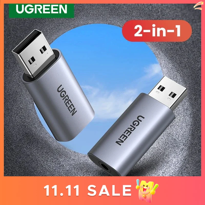 

Звуковая карта UGREEN с USB на 3,5 мм аудио интерфейс адаптер для наушников микрофон для ПК ноутбука PS5/4 TRRS(CTIA/OMTP) Алюминиевый металлический корпус