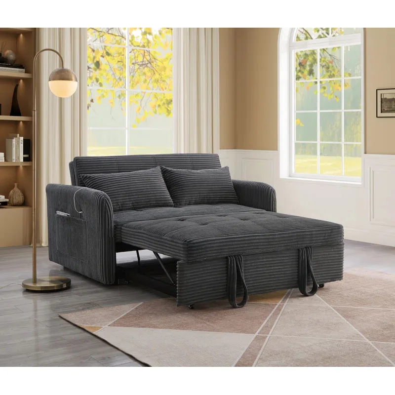 

# Furniture Factory Custom Modern Two Seater Sleeper Corduroy Fabric Pull Out Convertible Sofa Bed Foldable for Living Room