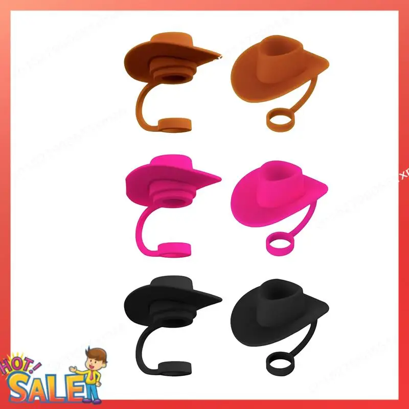 ABCL 6 PCS Cowboy Cap Straw Stoppers Straw Cover Cap For 8-10 Mm Straw, Silicone Straw Tips Lid Compatible For Stanley