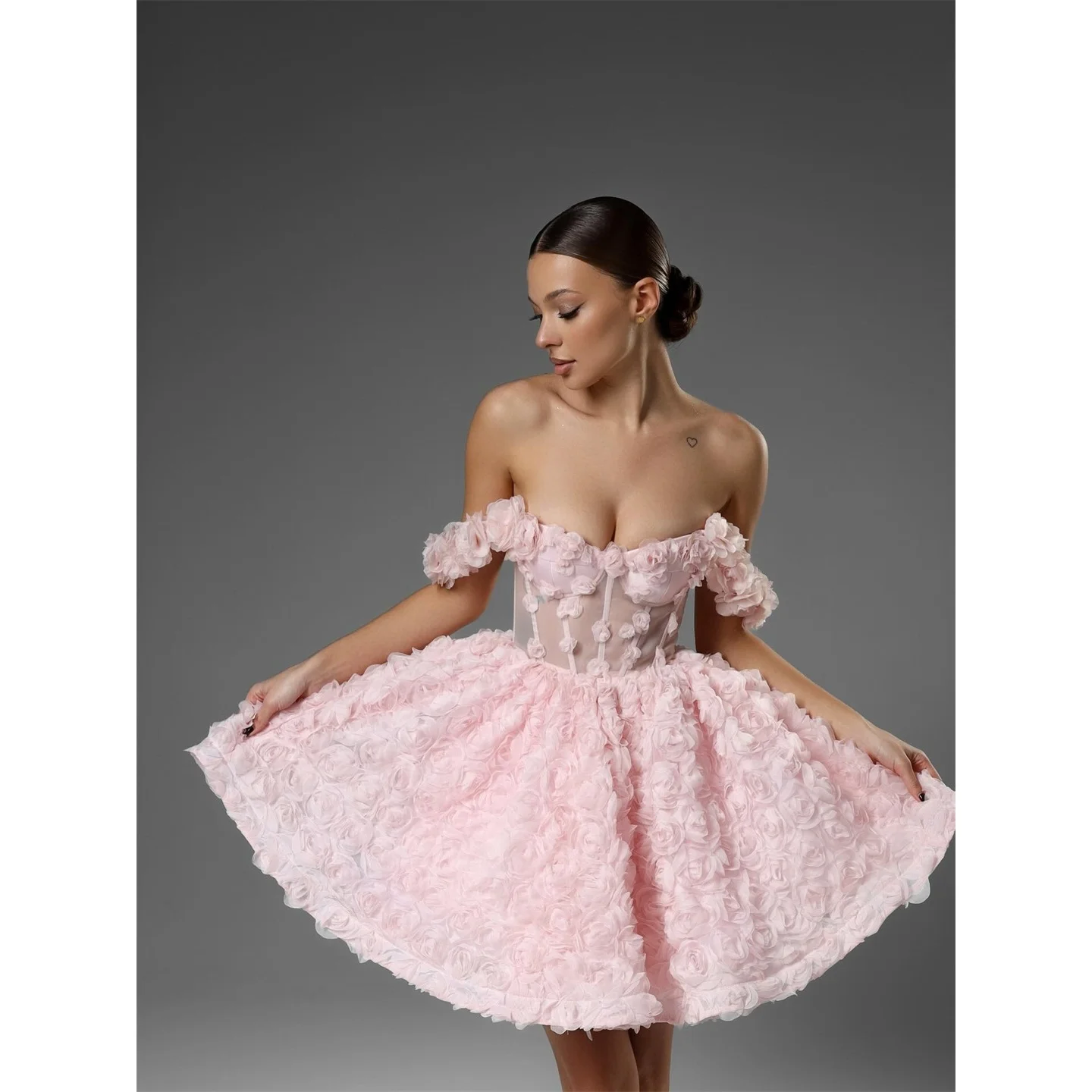 

Aileen Organza Off The Shoulder Pink Ball Gown Evening Dress 2026 Prom Dress Homecoming Customized vestidos de fiesta elegantes