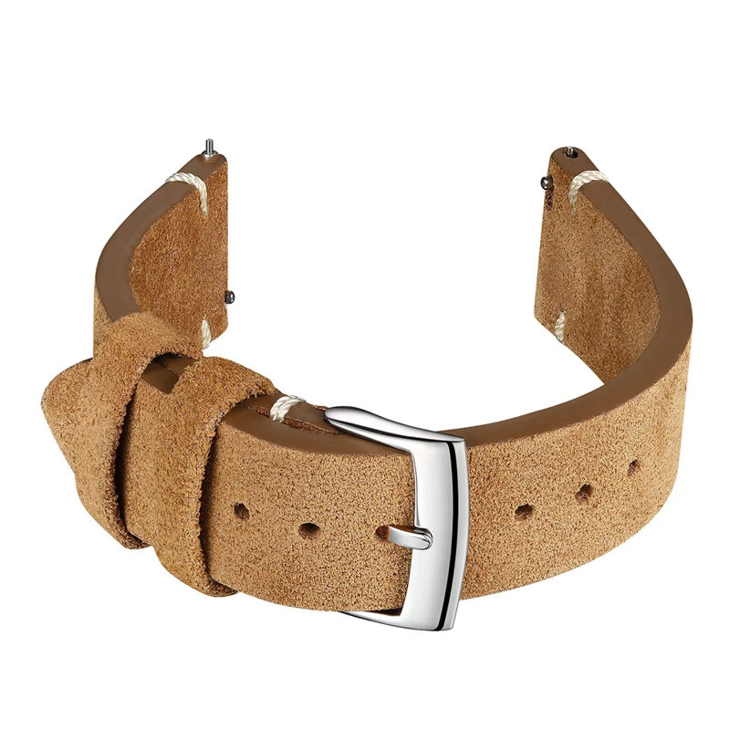 ADDIESDIVE Mode Luxus Herren 20mm Wildleder Leder Uhrenarmband Stahl Dornschließe Uhr Ersatzzubehör Gelbes Uhrenarmband