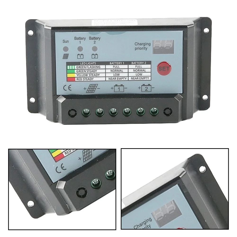 /10A 20A 30A Dual For Battery For Solar Charge Controller 12V 24V For PWM Power Regulator For RV Boat For Caravan Sealed