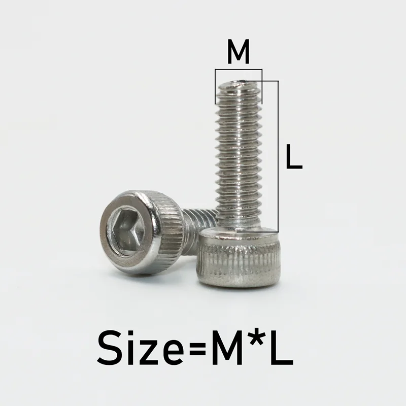 M2 M3 M4 M5 M6 M8 Hex Allen Socket Cap Head Screw Nut Kit 304 Stainless Steel DIN912 DIY Hexagon Bolt Nut for Furniture Ship Car