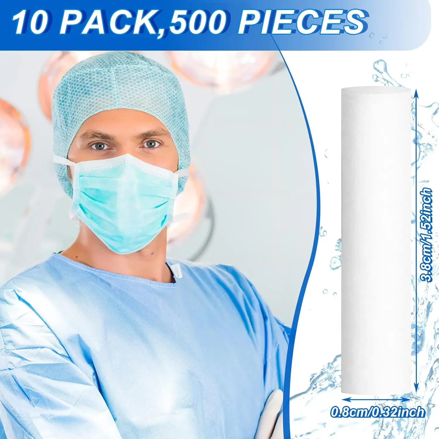 200 Pcs 1.5 Inch Dental Cotton Rolls for Mouth, Gauze Rolls Cottons Pads for Dentists Flexible Mouth Gauze Access