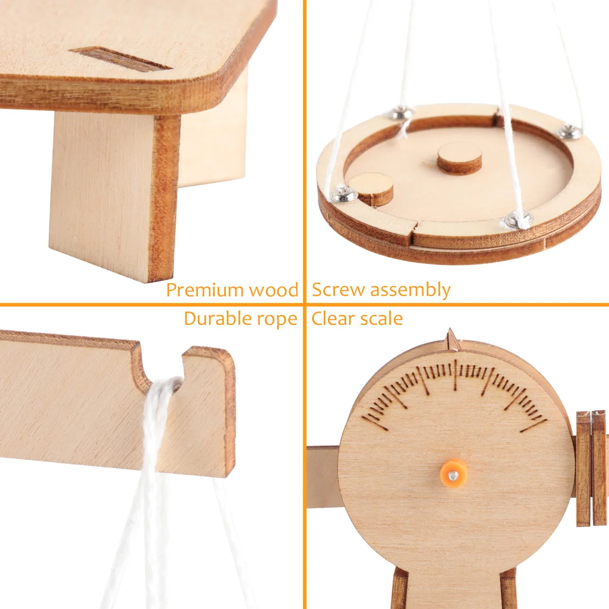 

1PC DIY Balance Scale Wooden Measuring Toy Leverage Balance Toy Educational Weighing Supply for Kids Children