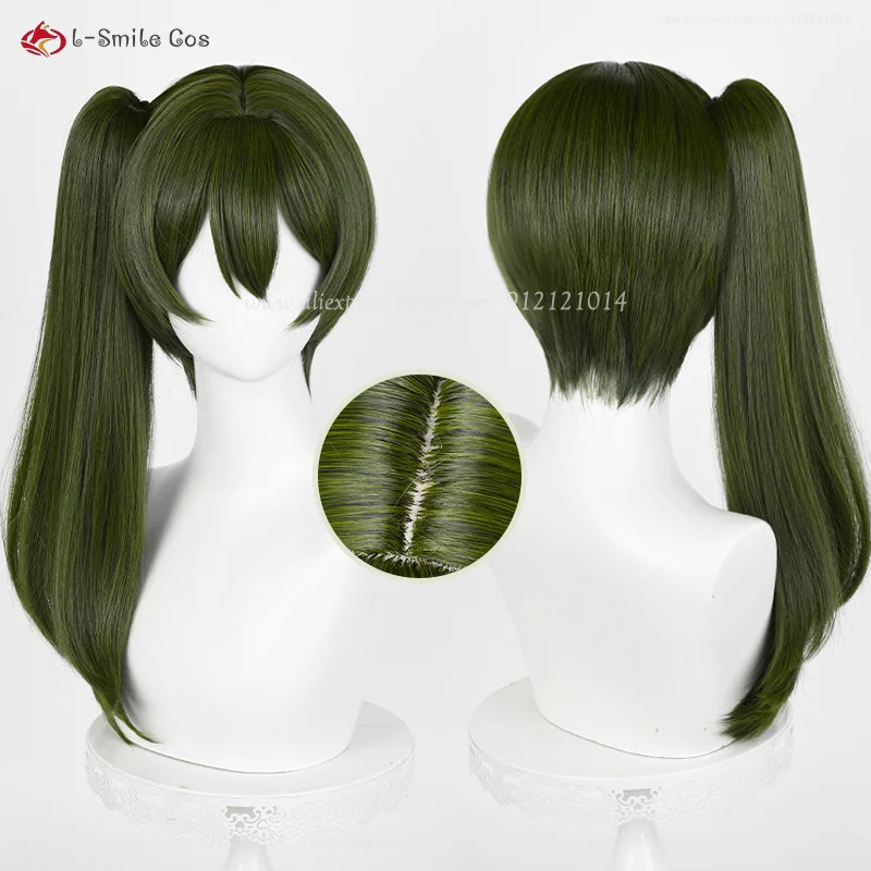 Anime Ubel Cosplay Pruik 50Cm Lange Donkergroene Vrouwen Anime Pruiken Hittebestendig Synthetisch Haar Halloween Party Ubel Pruik + Pruik