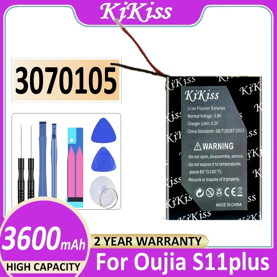 KiKiss Battery 3070105 (2line) 3600mAh For Oujia S11 plus S11plus Mobile Phone Bateria